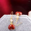 Stud Küpe Kjjeaxcmy Butik Takı S925 STERLING Gümüş Altın Kaplama Kadın Fil Güney Kırmızı Agate