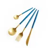 Dinnerware Sets 304 Stainless Steel Luxury Gold Cutlery Set Vintage 24 Pieces Dinner Knives Forks Scoop Western Tableware
