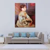 High Quality Handmade Pierre Auguste Renoir Painting Julie Manet with Cat 1887 Modern Canvas Artwork Wall Decor