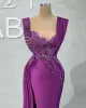 Плюс Размер Арабский Aso Ebi Фиолетовый Русалка Роскошные платья для выпускного вечера Кристаллы из бисера Вечерняя официальная вечеринка Второй прием День рождения Обручальное платье Платье
