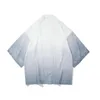 Gabardina para hombre MrGB 2023 estilo chino seda hielo gradiente Vintage Tang Suit Hanfu manga corta hombre de talla grande camisas de punto abierto