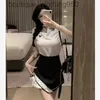 Designer Women Sweet Two Piece Dress Academy Style Polo Neck Short Sleeve T shirt Ruffles High Waist Short Skirt Fashion Set