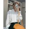 Women's Blouses 2023 White Orange Shirt Design Sense Small Solid Color Versatile Loose Casual Polo Long Sleeve Top Autumn