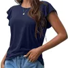 Damesblouses Ruffle Sleeve Tops Summer Casual Blouse O Neck Solid Cute Tuniekshirt T-shirts voor dames