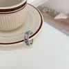 Anneaux De Mariage Romantique Coloré Amour Coeur Dripping Glaze Thai Argent Femme Bague Bijoux Pour Femmes Cadeaux De Fiançailles Pas De Fade