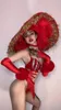 Scene Wear Red Nightclub Bar Dance Performance Costume Party Girl Dancer Show Sexig Bikini