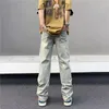 Herrjeans Herr Casual Hole Cargo Byxor Lös Hip Hop Man Retro Koreanskt Mode Vintage Y2k Baggy Pans Herr Streetwear Byxor