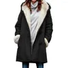 Piumini da donna Donna Inverno 2023 Casual Donna Tinta unita Fibbie in corno Fodera in pile Cappotto lungo con cappuccio caldo Giacche per