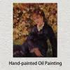 Handgefertigte Leinwandkunst, Pierre Auguste Renoir, Gemälde „Sommer“ von Renoir, Dorflandschaft, Kunstwerk, Badezimmerdekoration