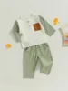 Girl Dresses Cute Infant Spring Outfit Adorable Contrast Color Long Sleeve Top With Elastic Waist Pants - Perfect For Fall
