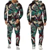 Jeans Autumn 3D Oriental Dragon God Printed Mens Hooded Ströja Set Male Japanese Samurai Tattoo Zipper 3D Tracksuit Men Clothing Suit