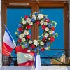 Dekoracyjne kwiaty 40cm sztuczny wieniec dzień niepodległości weteranów frontowe drzwi czerwony niebieski biały kwiat 4 lipca patriotyczne dekoracje do domu