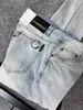 Herr jeans designer lyxiga män tryckte jeans enkla smala bokstäver high street stretch jean rak ben casual byxor hszx nf1n