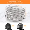 Grillverktyg Tillbehör 5 Stapelbar Air Fryer Dehydrator Rack Rostfritt stål Air Fryer Torkningsställ kök Grillställ för Airfryer 6.5Qt 8Qt 230707