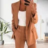 Two Piece Dress 2Pcs/Set Women Lapel Long Sleeve Blazer High Waist Straight Wide Leg Pants Set One Button Pockets Solid Color Work Suit