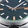 Hoogwaardige heren 3131 automatisch mechanisch horloge 40 mm roestvrij staal 116400 Eclairage blauwe wijzerplaat groen glas horloge originele doos