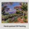 Toile faite à la main Art Pierre Auguste Renoir peinture jeune femme dans un paysage Cagnes Village paysage oeuvre salle de bain Decor