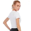 Camicie attive Sport Top Fitness Camicia da donna Solid Slim Workout Gym Wear Manica corta Yoga Crop Knot Abbigliamento sportivo da corsa