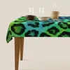 Table Cloth Blue Green Leopard Animal Tablecloth Print Picnic Polyester Cover Vintage Protection Custom