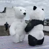 Costume d'ours polaire de dessin animé gonflable personnalisé Robe de dessin animé de marche de panda avec des pantoufles et un mini ventilateur pour l'événement de défilé ou la publicité/promotion