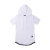 Men's Suits NO.2 A1403 Men T-Shirt 2023 Summer Slim Fitness Hooded Short-Sleeved Tees Male Camisa Masculina Sportswear