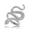 Cluster Rings Wholesale Price Women's Snake Silver 925 Cubic Zirconia Jewelry Rhodium Plated Hip Hop Ring For Women Zircon