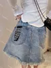 Projektant ksubi jeans Sense Crowd fałszywe dwa kawałki surowej krawędzi spódnica dżinsowa damska nowa letnia sukienka mała wysoka hip spódniczka wiązana