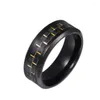 Vigselringar Mode 8 mm Ringinlägg i rostfritt stål för män Svart kolfiber Förlovningssmycken Jubileumspresenter
