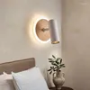 Lampada da parete Nordic girevole lettura LED bianco rotondo faretti rotanti comodino ambiente applique decorazione della casa luce Wabi-sabi