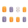 Faux ongles jaune violet Floral faux matériel sûr de longue durée imperméable pour les débutants pratique de décoration des ongles
