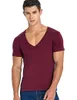 Costumes pour hommes NO 2 A1398 t-shirt à col en V profond pour hommes coupe basse Scoop Top t-shirts queue de goutte à manches courtes mâle coton Style décontracté