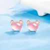 Stud Earrings S925 Sterling Silver Rose Quartz Gemstone Earring For Women Aros Mujer Oreja Orecchini Wedding Females