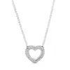 Winter New 100% 925 sterling silver pandora Classic Cable Chain Sparkling Snowflake Collier Moon Stars Heart Necklace