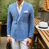 Garnitury męskie Marynarki Letnia pościel plażowa Marynarka Hombre Glod Dwurzędowa męska kurtka na co dzień Slim Fit Płaszcz towarzyski Custom Made Veste Homme 230707