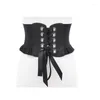 Ceintures 1PC Corset Large Ceinture En Cuir Pu Cummerbunds Sangle Pour Femmes Élastique Serré Taille Haute Minceur Corps Façonner Ceinture