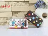 Designer wallet Womens JULIETTE Multicolor PAINTED DOTS Zippy Coin Purse Card Key Holder Pouch Accessoires Wallet