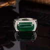 Cluster Rings 925 Sterling Silver Vintage Emerald Diamond For Men Genuine Jewelry Wedding Anniversary Resizable Gift Wholesale