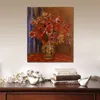 Impressionist Canvas Art Vase of Tulips and Anemones Pierre Auguste Renoir Painting Handcrafted Modern Hotels Room Decor