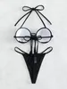 Capris Sıcak Matkap Bikinis Seti Kadınlar 2023 Halter Siyah Rhinestone Dantel Yukarı Mikro Mayo Brezilya Mayo Üçgen Mayo