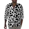 Men's Casual Shirts Farm Animal Print Men Black White Cow Spots Shirt Long Sleeve Trending Funny Blouses Spring Custom Top Plus Size