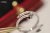 デザイナーニューカディネイルリングレディースハイエンドシルバーローズゴールドダブルダイヤモンドが頭と尾をつけていないカップル