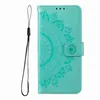 Skórzany portfel z wytłoczonym kwiatem bielunia na iPhone'a 15 Plus 14 Pro Max 13 12 11 XR XS MAX X 8 7 6 Phone15 Odcisk Totem Koronka Gniazdo na karty Mandala Odwróć okładkę Book Pouch Strap