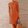 Casual Dresses Summer Dress Women's Round Neck Knee Length Boho Loose With Buttons Robe Vestidos Para Mujer