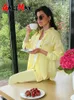 Pantalon deux pièces pour femmes Casual Loose Women's Summer Cotton Suit 100% Long Sleeve Two Piece Set Women Sursuit Suit Shirt and Shorts for Women 230707