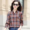 Women's Blouses Autumn Winter Vintage Plaid Thick Shirt Overcoat 2023 Casual Simple Women Retro Loose Long Sleeve Cardigan Sunscreen Jacket