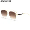 Óculos de sol Kachawoo óculos de sol vintage sem aro de metal masculino retrô óculos de sol grande sem armação marrom azul estilo europeu feminino viagem ao ar livre 230707