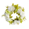 Decorative Flowers Front Door Decor Bright Color Fake Flower Wreath Hanging Rattan-Ring Material Safety Peony Home Decoration