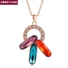 Pendant Necklaces ZHOUYANG ZYN073 Magic Necklace Rose Gold Color Fashion Jewellery Nickel Free Crystal