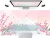 Japanse Bureau Mat Pastel Roze Muismat Mt Fuji Japan Grote Gaming Anime Mousepad XXL 31.5x15.75 in Kawaii Bloem Leuke Decor