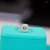 Bagues en grappe 2 D couleur bague en diamant Moissanite pour femme S925 argent coupe émeraude bandes de mariage bijoux fins